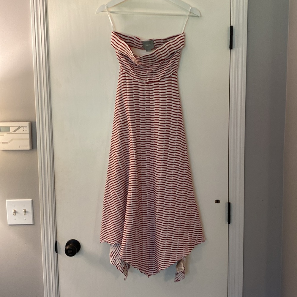 Anthropologie Maeve Caleta striped strapless handkerchief hem Dress size XS H118 - Picture 5 of 9